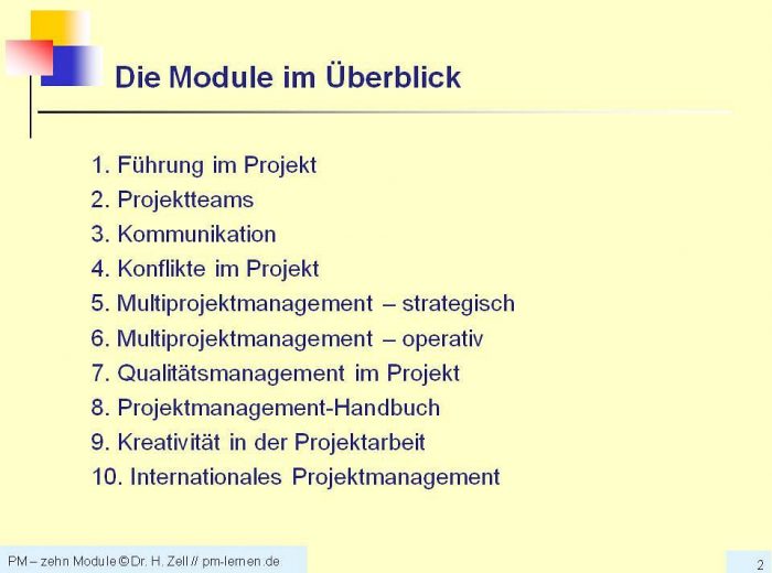 Lehrfolien Projektmanagement Lernen