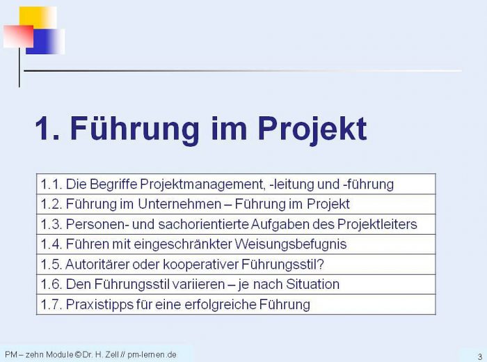 Lehrfolien Projektmanagement Lernen